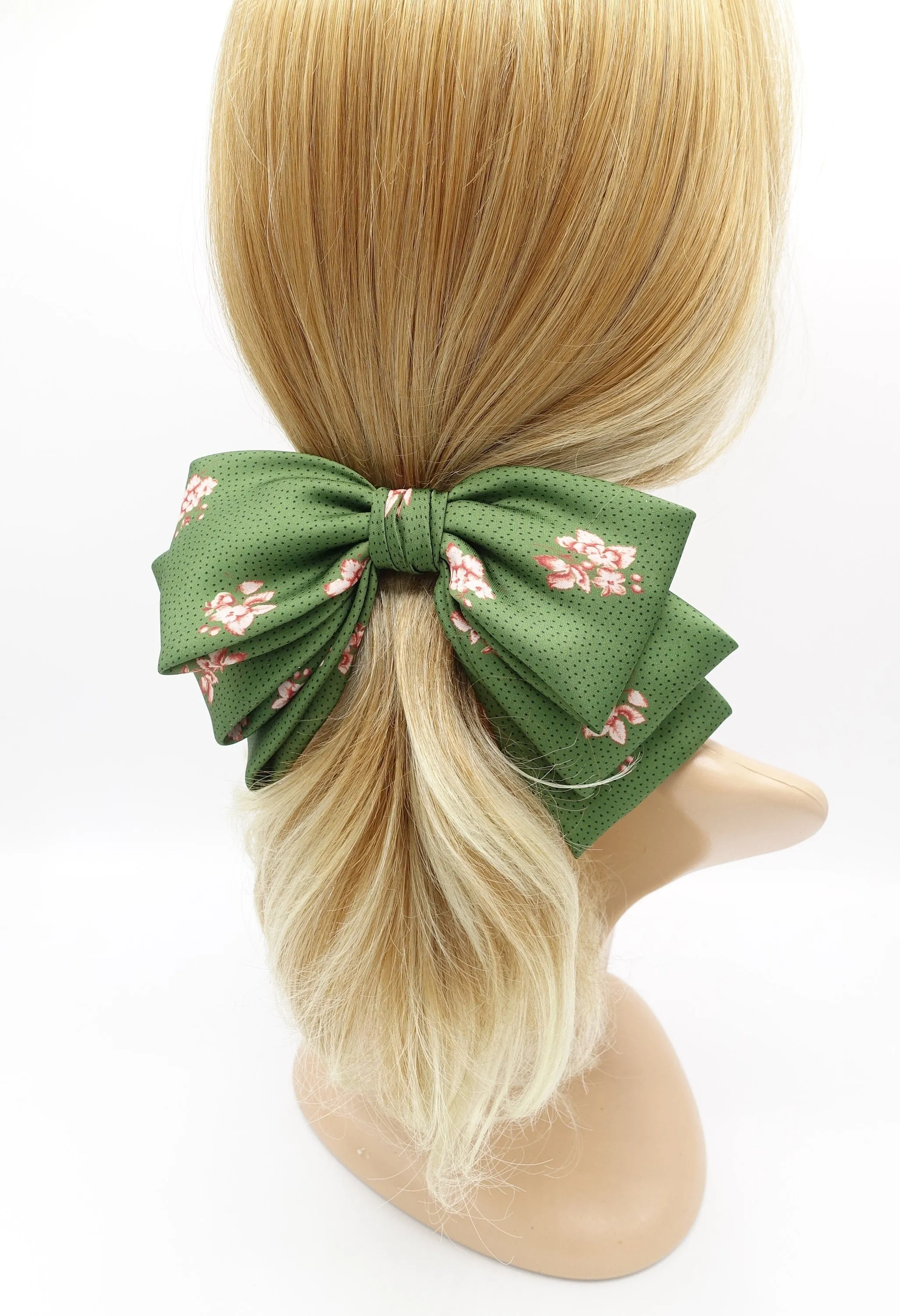 floral satin hair bow