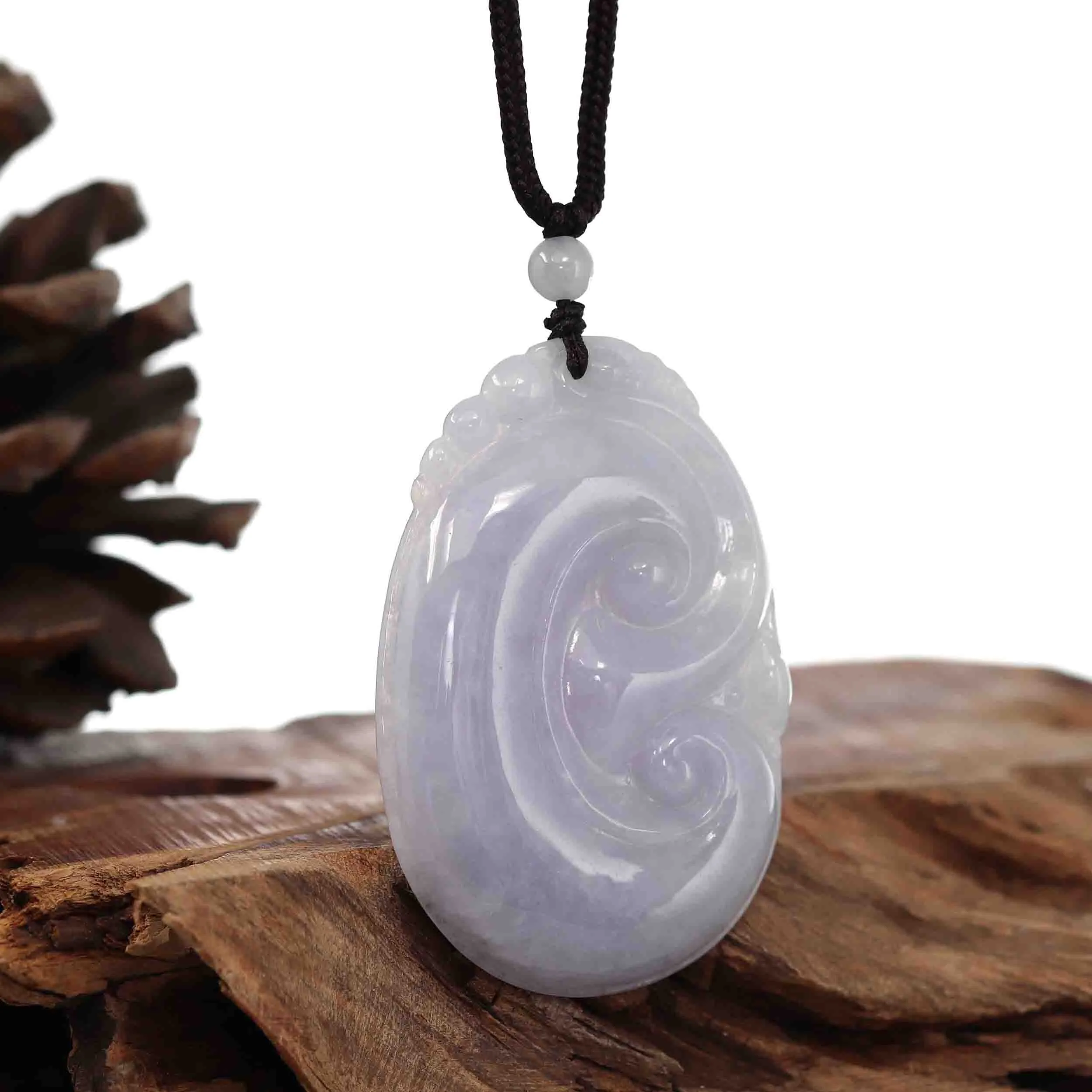 Genuine Lavender Jadeite Jade RuYi Pendant Necklace