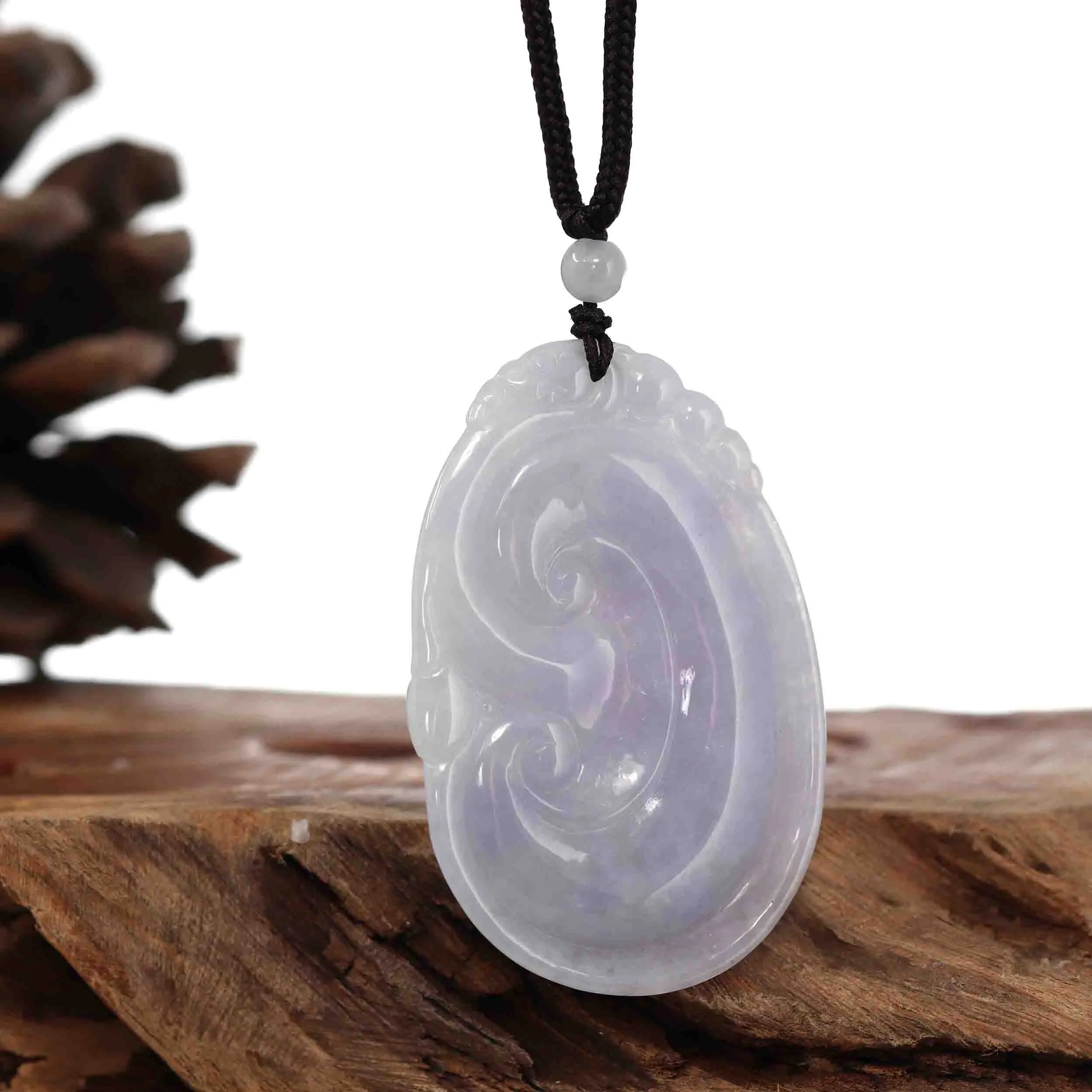 Genuine Lavender Jadeite Jade RuYi Pendant Necklace