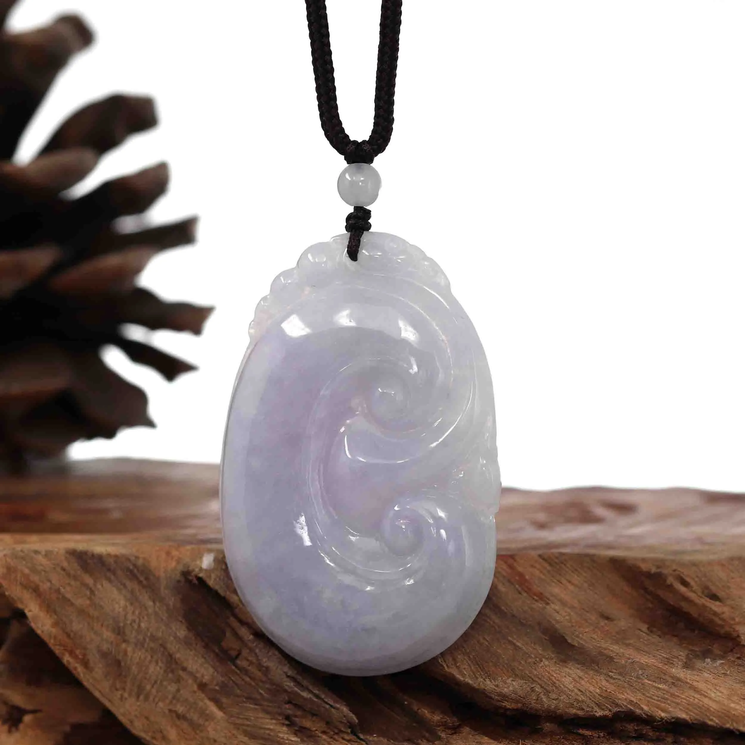 Genuine Lavender Jadeite Jade RuYi Pendant Necklace