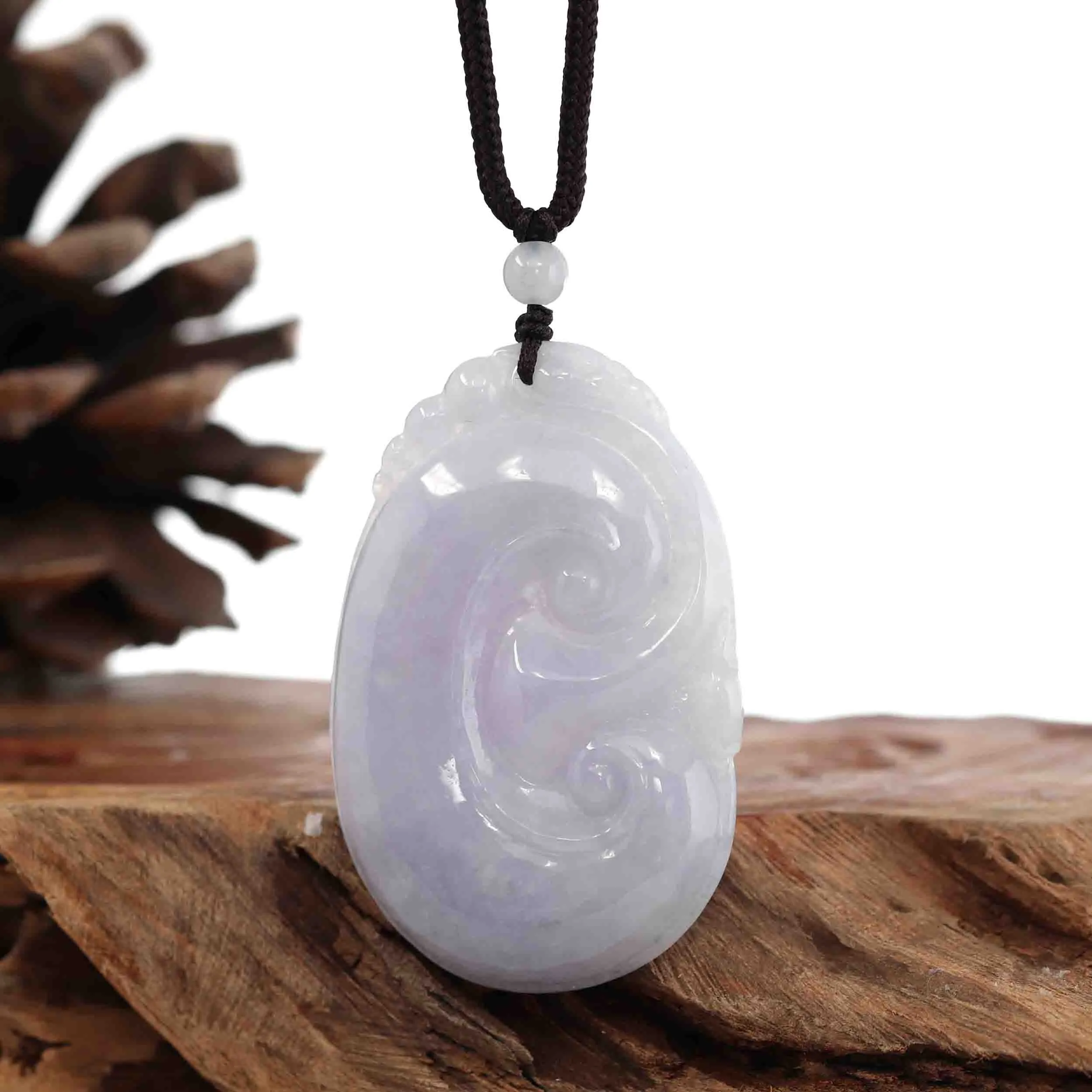 Genuine Lavender Jadeite Jade RuYi Pendant Necklace