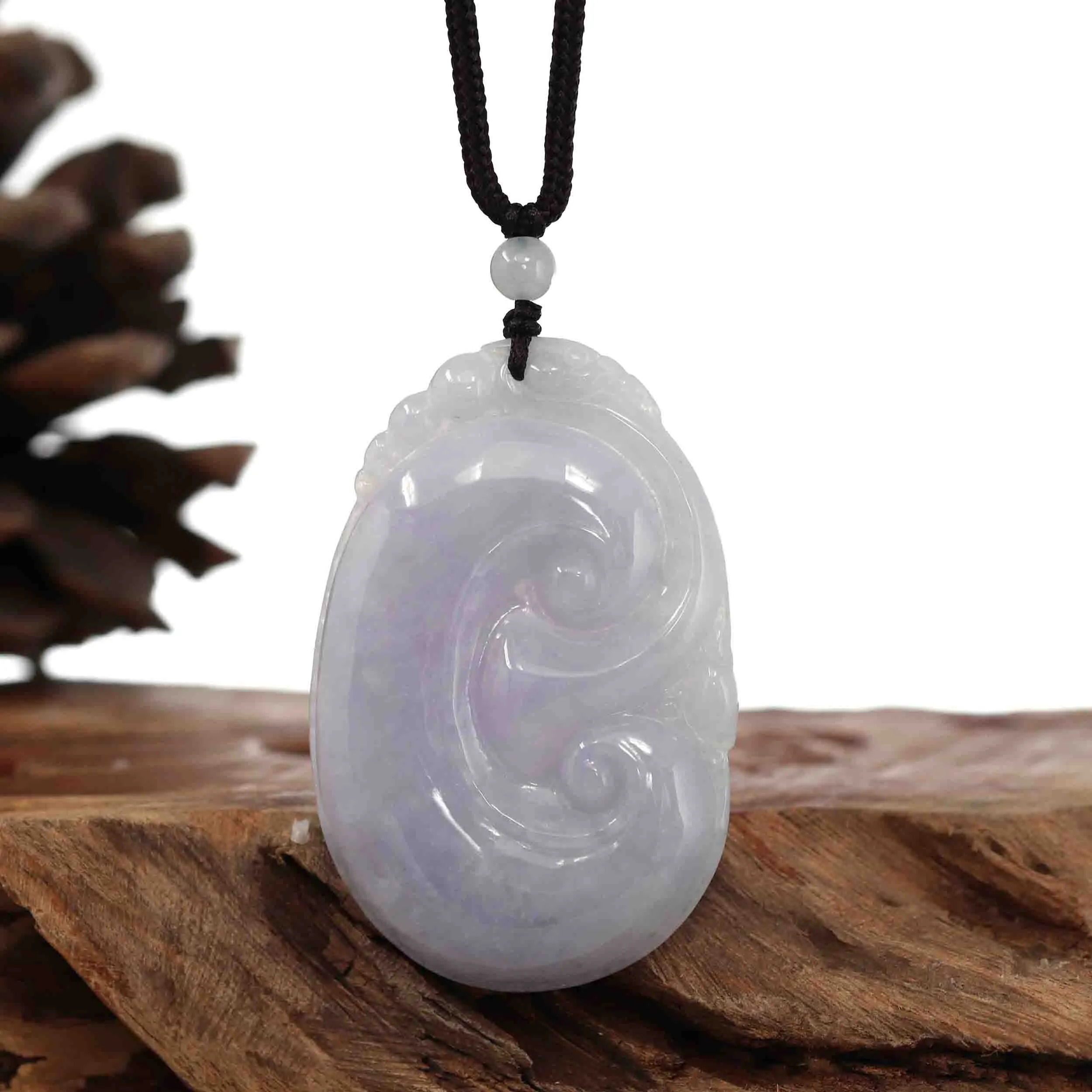 Genuine Lavender Jadeite Jade RuYi Pendant Necklace