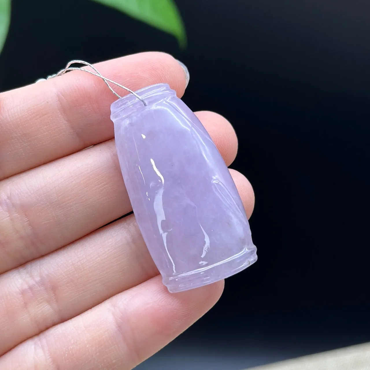 Genuine Purple Jadeite Jade "Good Luck Bamboo" Pendant Necklace