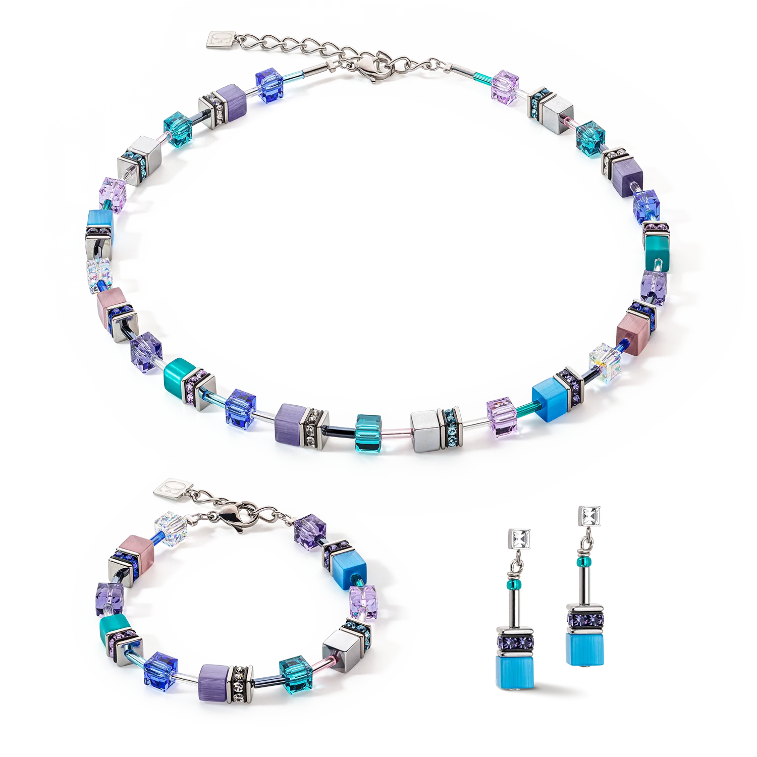 GeoCUBE® Iconic earrings turquoise-purple