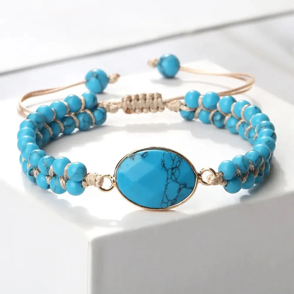 Gilded Ocean Wrap Stone Bracelet