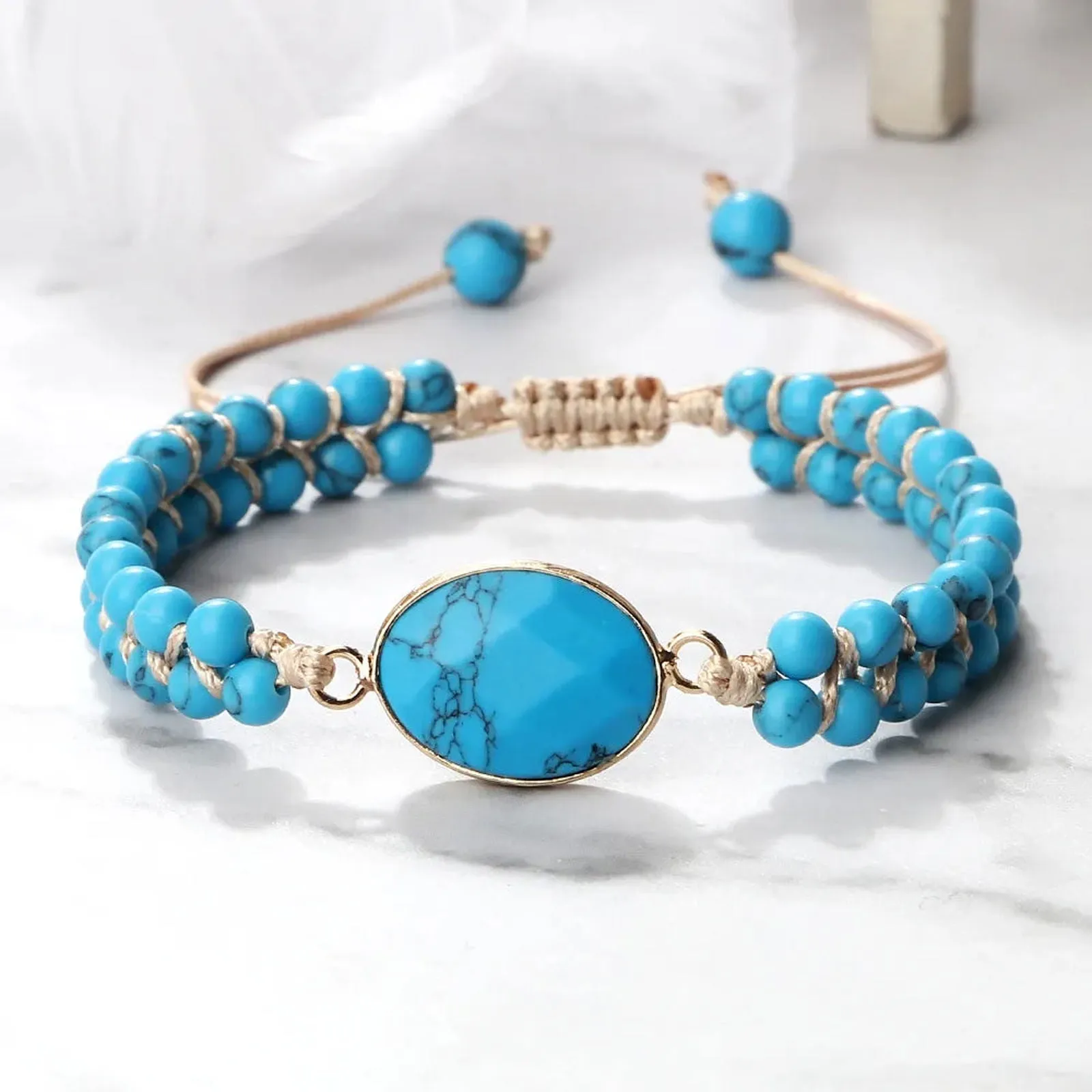 Gilded Ocean Wrap Stone Bracelet