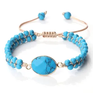 Gilded Ocean Wrap Stone Bracelet