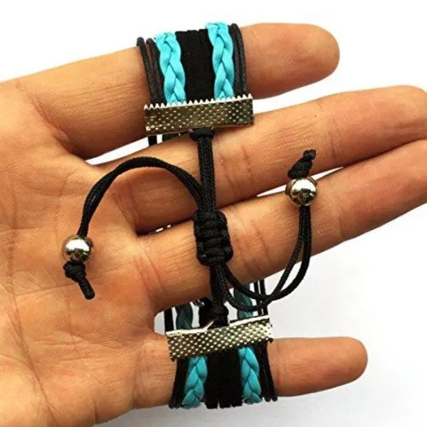 Girls Volleyball Blue and Black Infinity Bracelet - Pick Charm