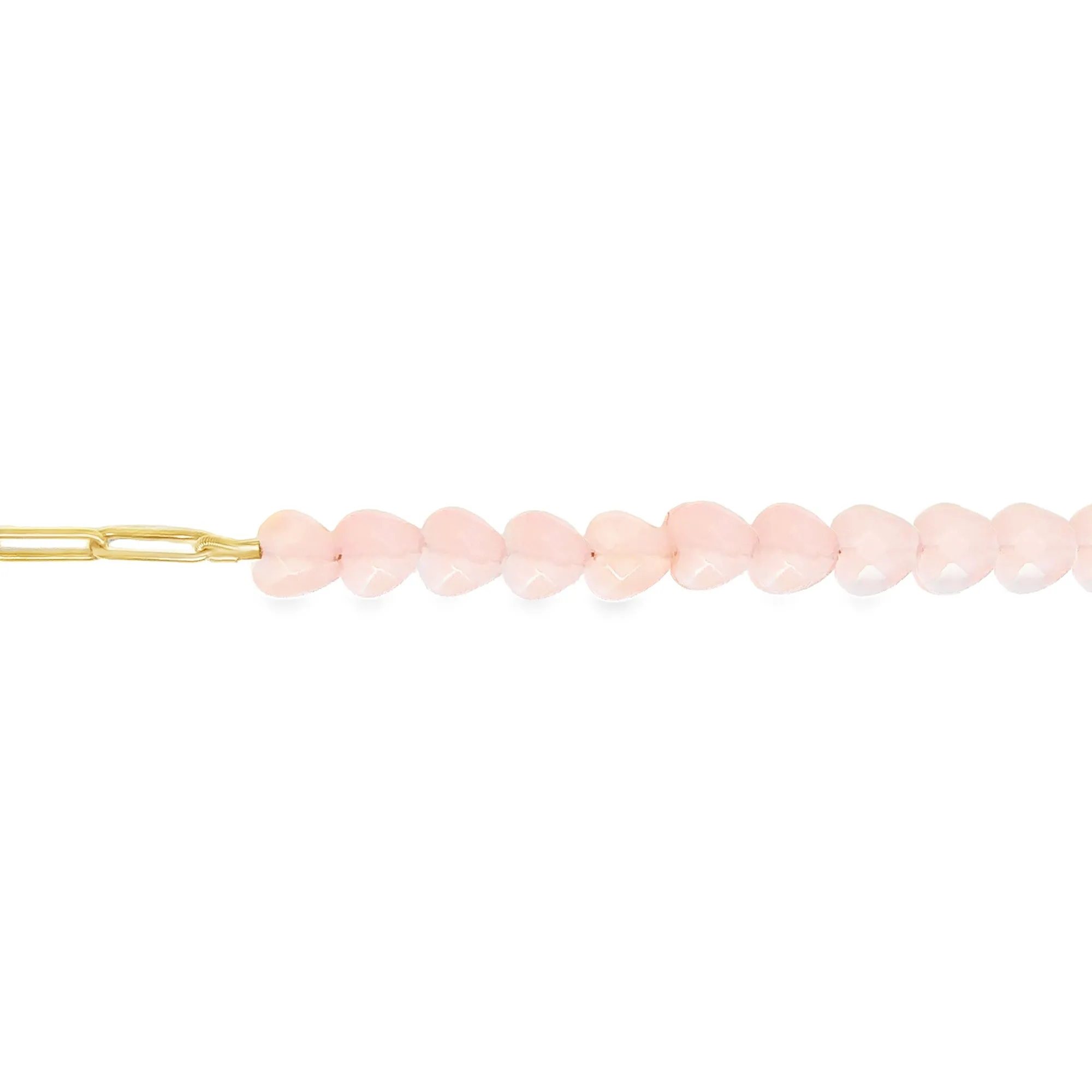 Gold and Rose Quartz Love Heart Bracelet