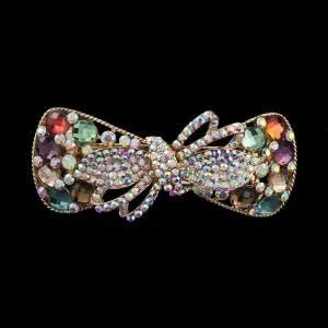 Gold Finish Rhinestone Bow Full-size Barrette