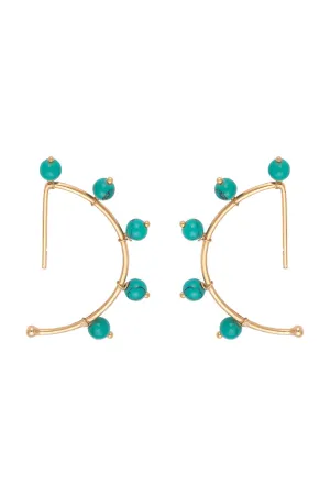 Gold Finish Turquoise Stones Earrings