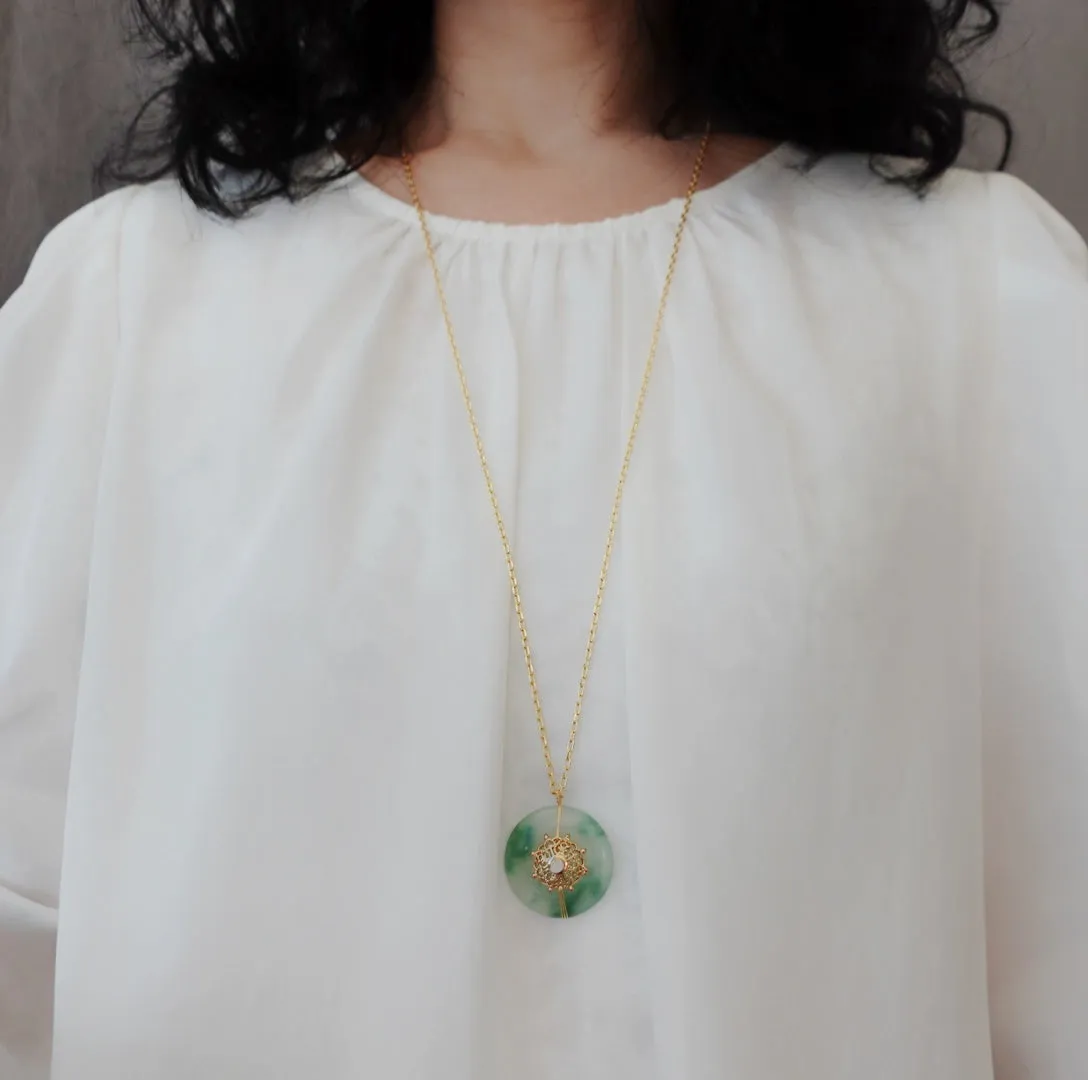 Gold Jade Mandala Necklace