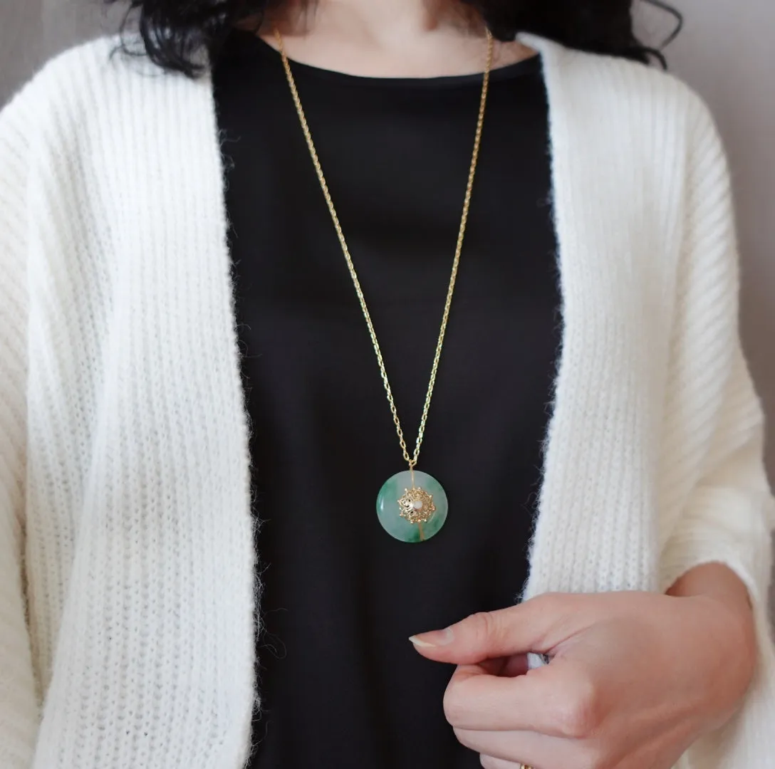 Gold Jade Mandala Necklace