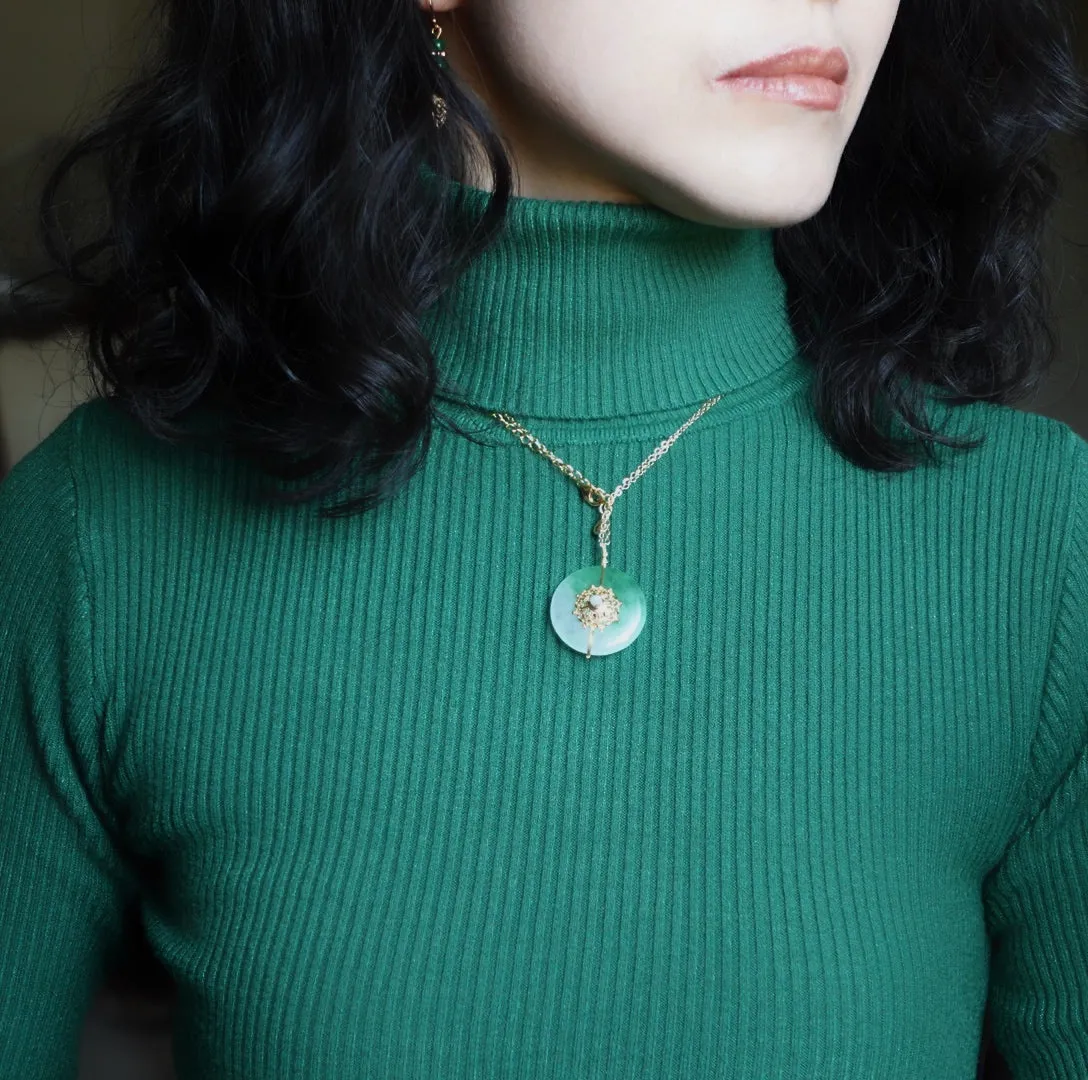 Gold Jade Mandala Necklace