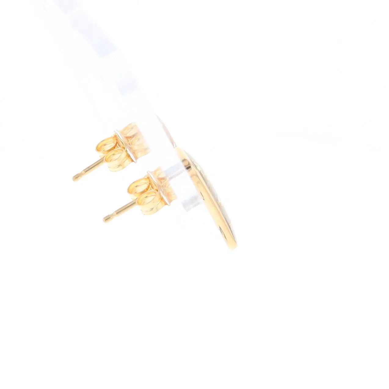 Gold Quartz Earrings Rectangle Inlaid Milgrain Design - G2