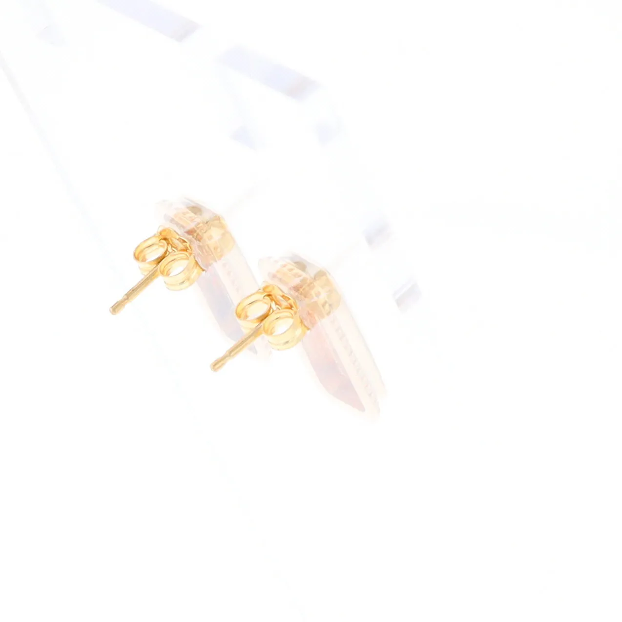 Gold Quartz Earrings Rectangle Inlaid Milgrain Design - G2