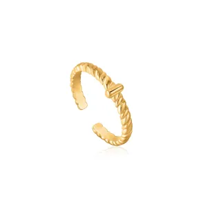 Gold Rope Twist Adjustable Ring