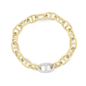 Gold Tri-Link Bracelet with Diamond Accent Piece