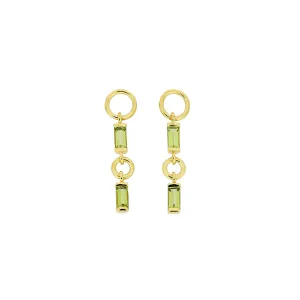 Gold Vermeil Peridot Baguette Drop Earrings