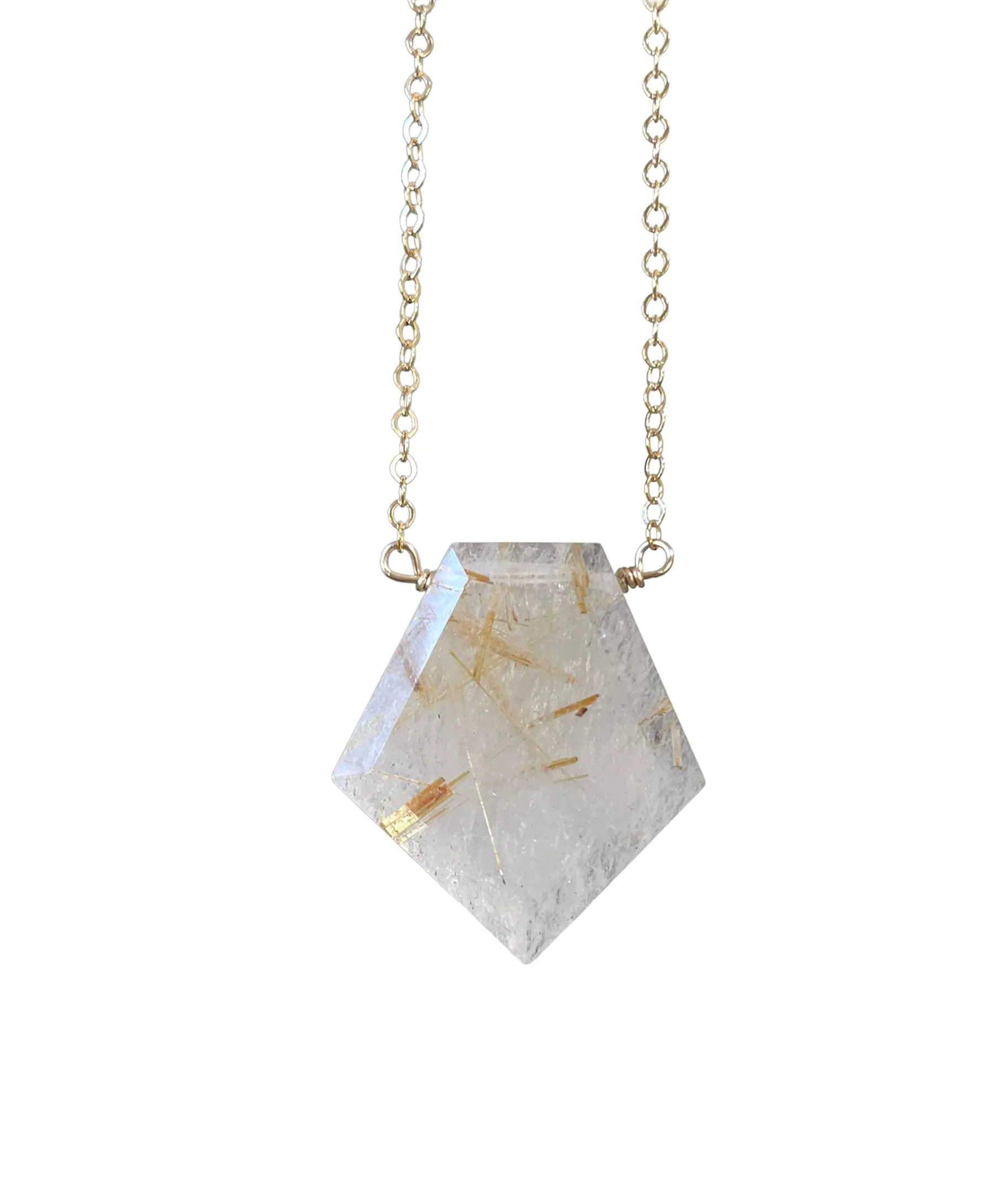 Golden Rutilated Quartz Necklace - Golden Healer Crystal Necklace