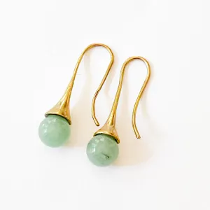 Green Aventurine Teardrop Earrings-WS