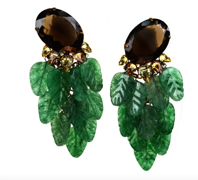 Green Leaves Drop Earrings