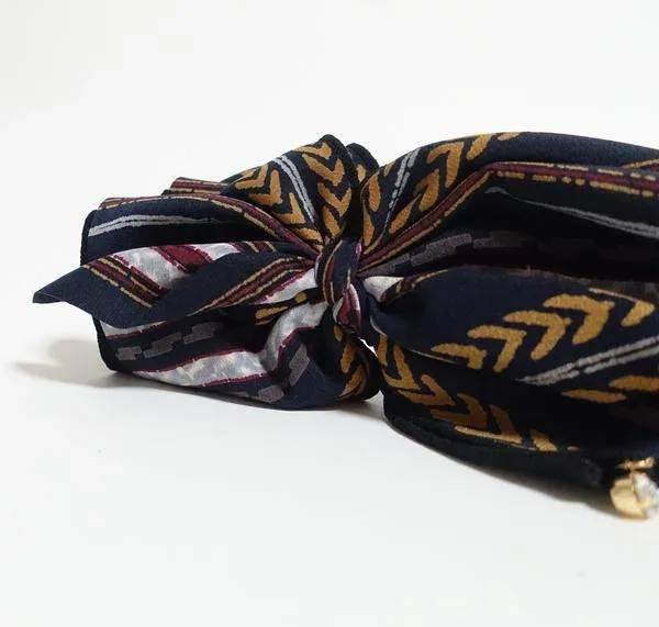 Handmade Arrow Stripe Printed Big Bow French Hair Barrette Fall Winter Hair Accessories