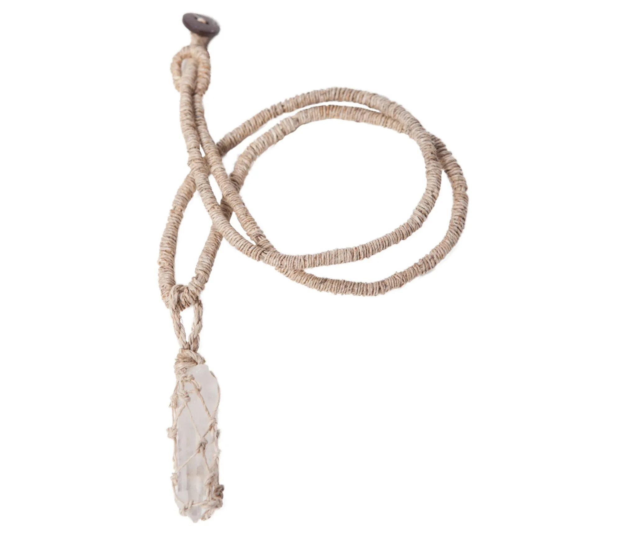 Hemp Crystal Necklace, Himalayan Quartz, Neutral Necklace, Hippy Gift