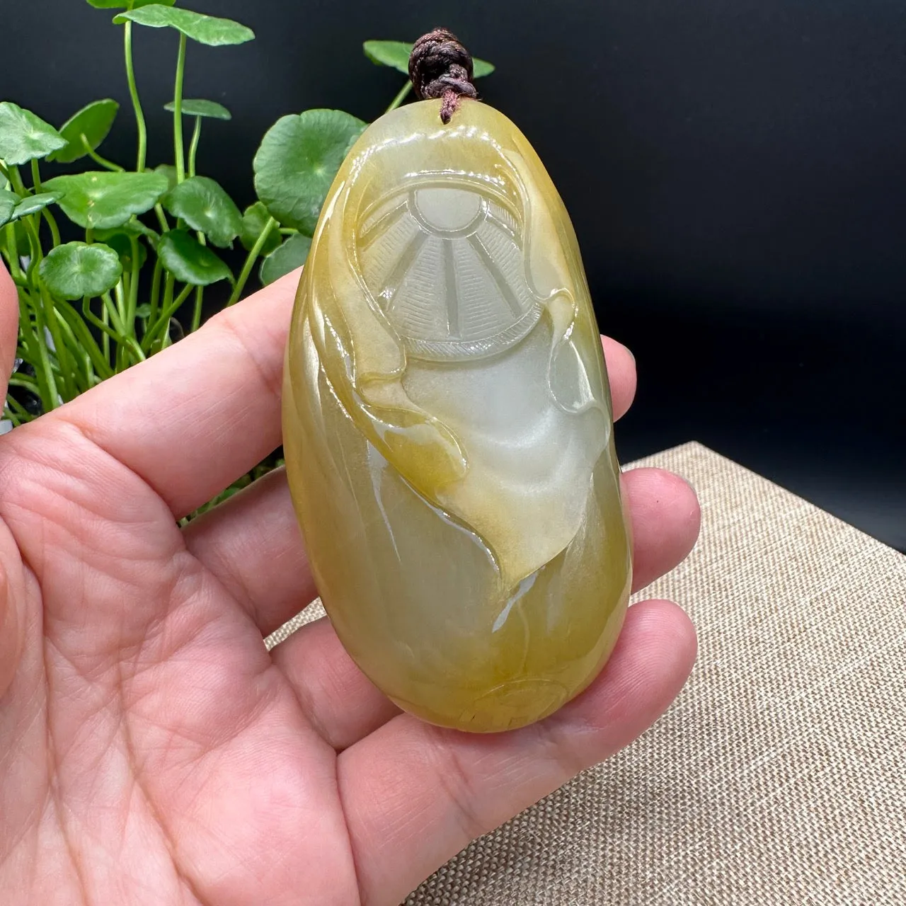 High end Genuine Burmese Jadeite Jade Happy Buddha Pendant