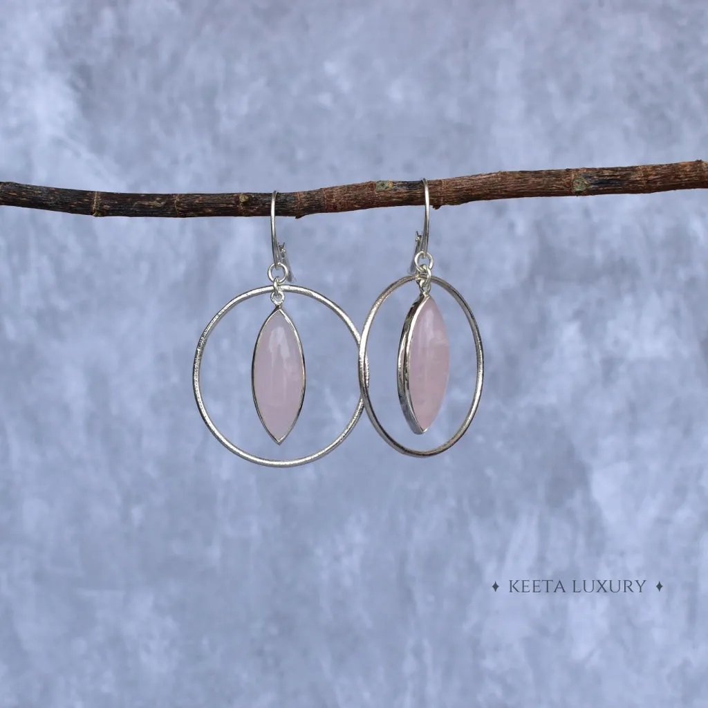 Hoop Glimmers - Rose Quartz Earrings