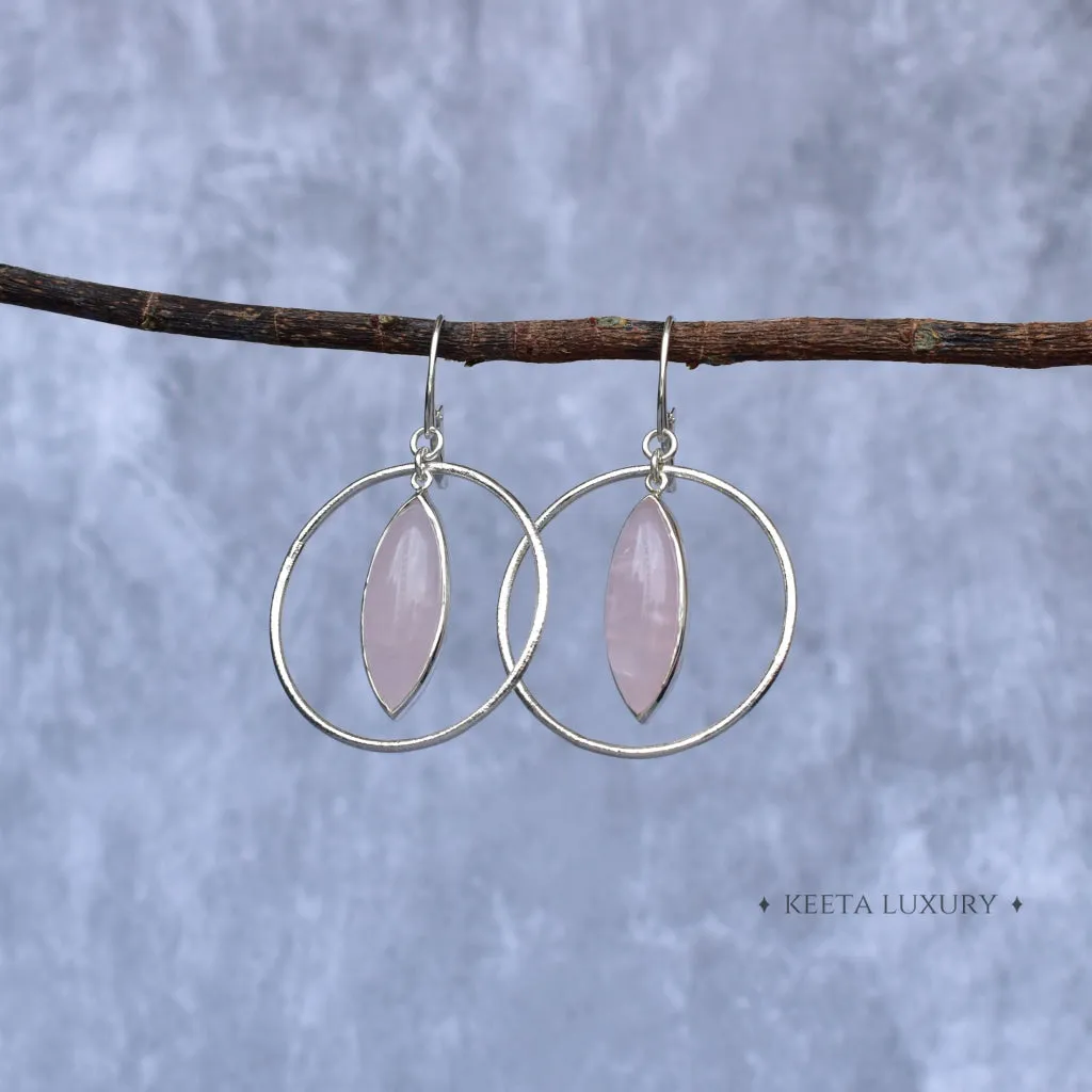 Hoop Glimmers - Rose Quartz Earrings