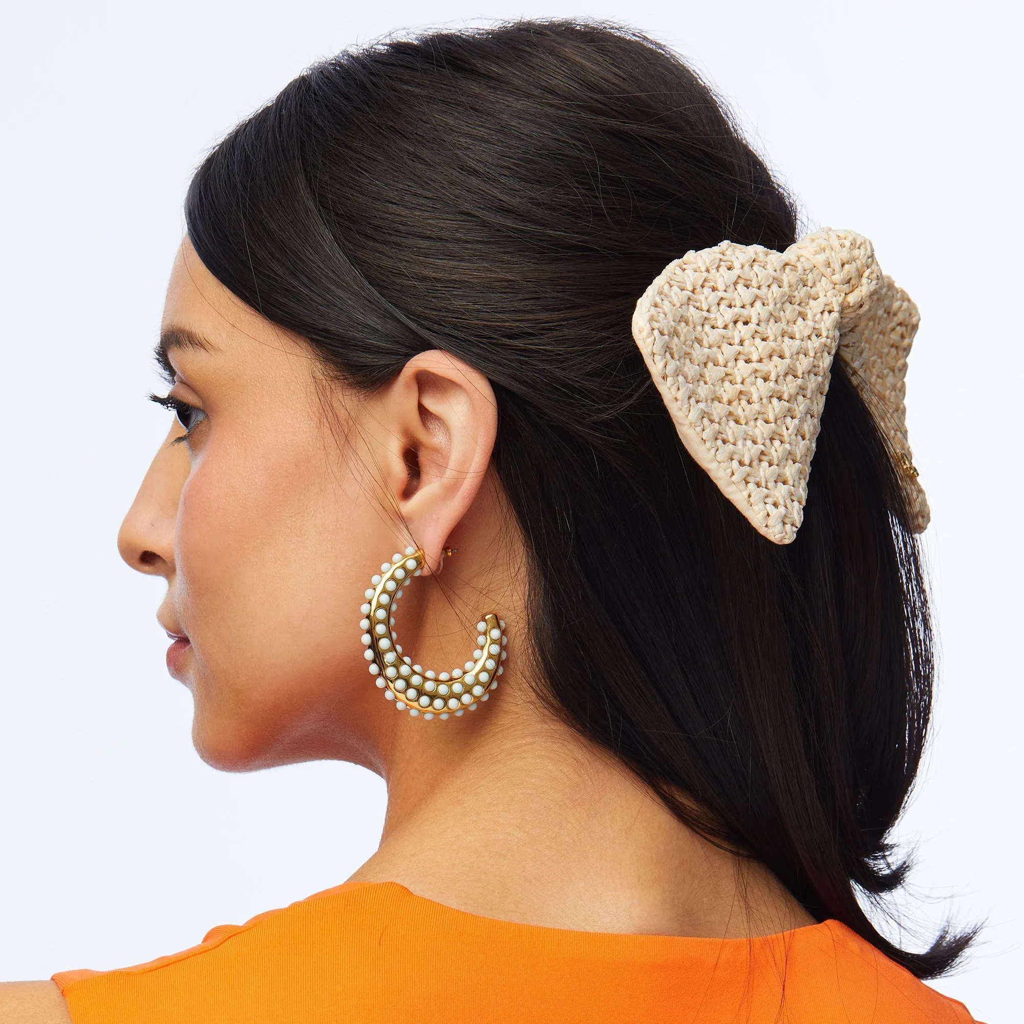 IVORY RAFFIA PALOMA BOW BARRETTE