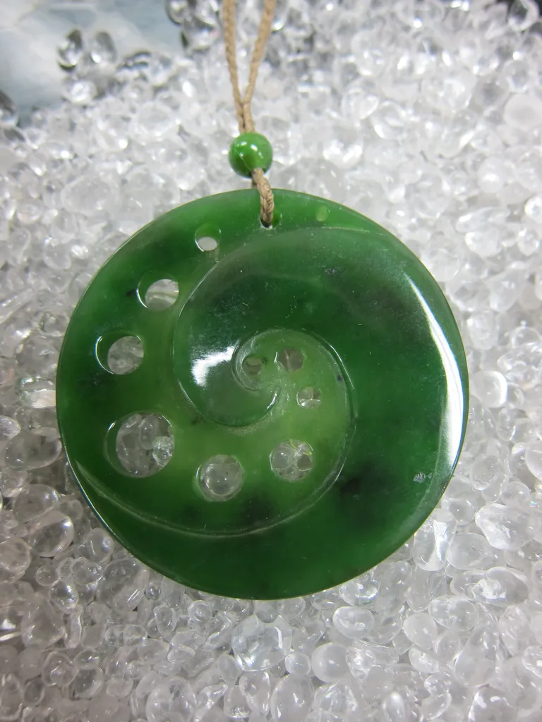 Jade Fiddlehead Medallion Necklace