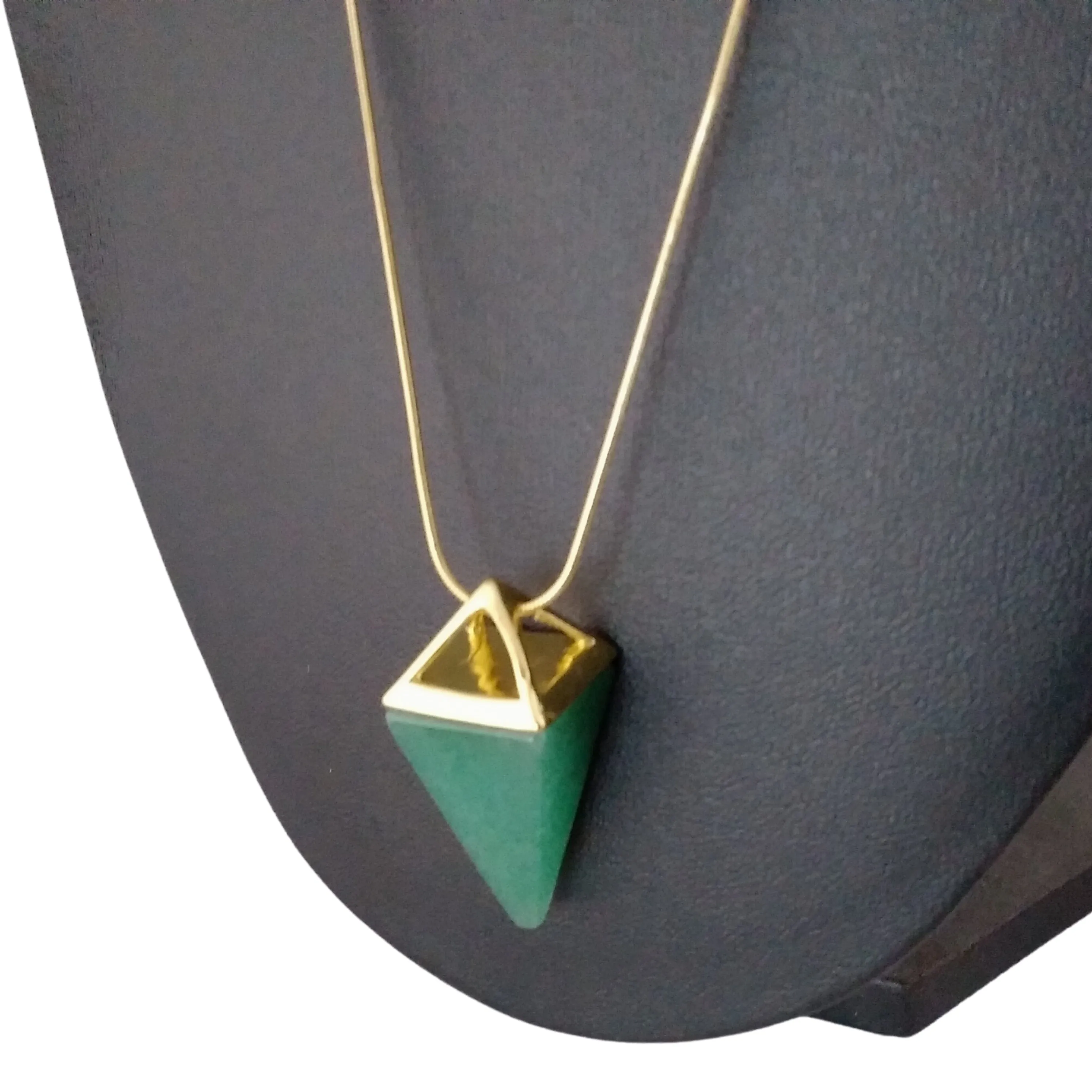 Jade Necklace Green Gold Pendulum