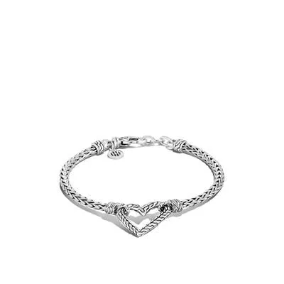 John Hardy Classic Chain Manah Silver 3.5mm Slim Chain Heart Bracelet