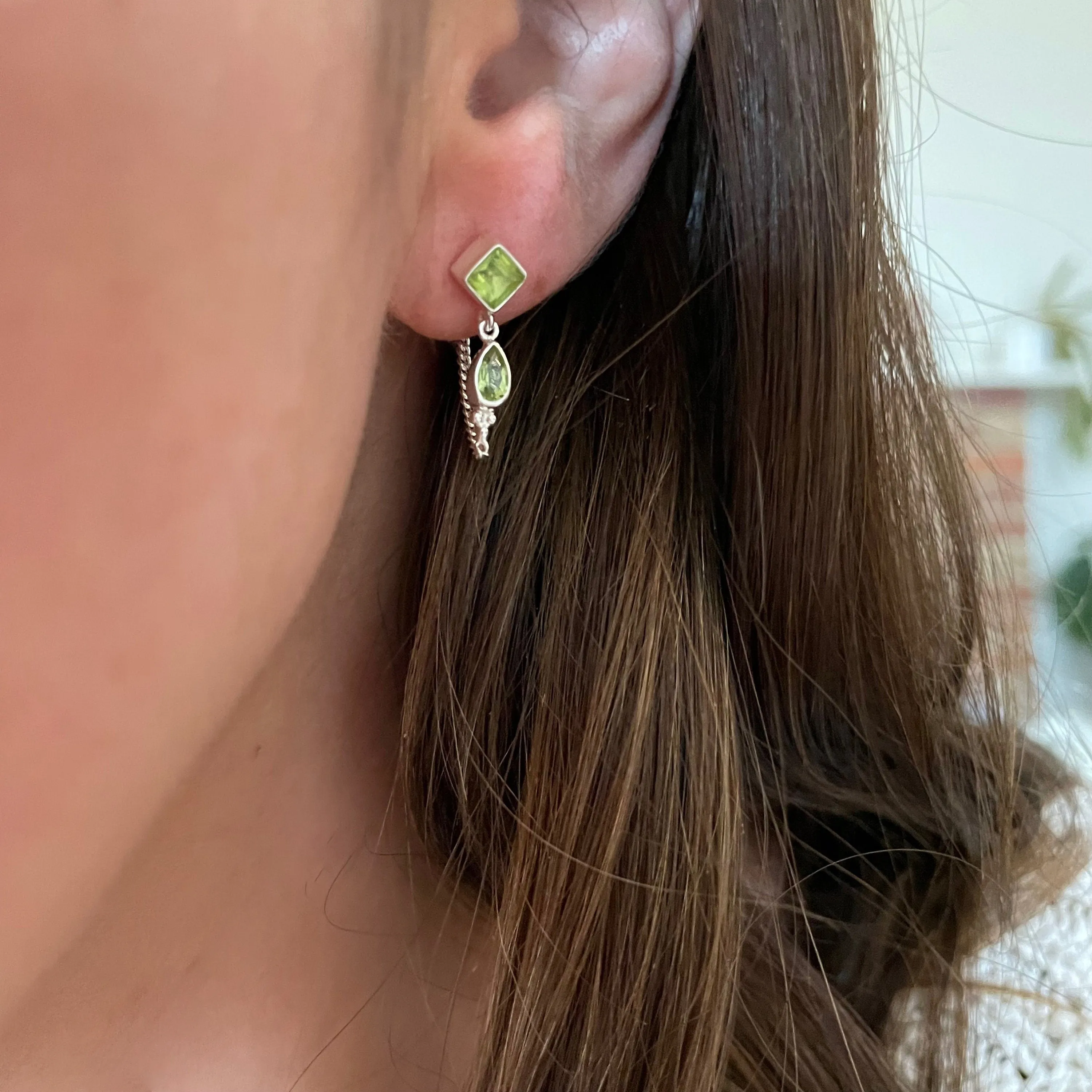 Kalani Sterling Silver Peridot Studs Earrings