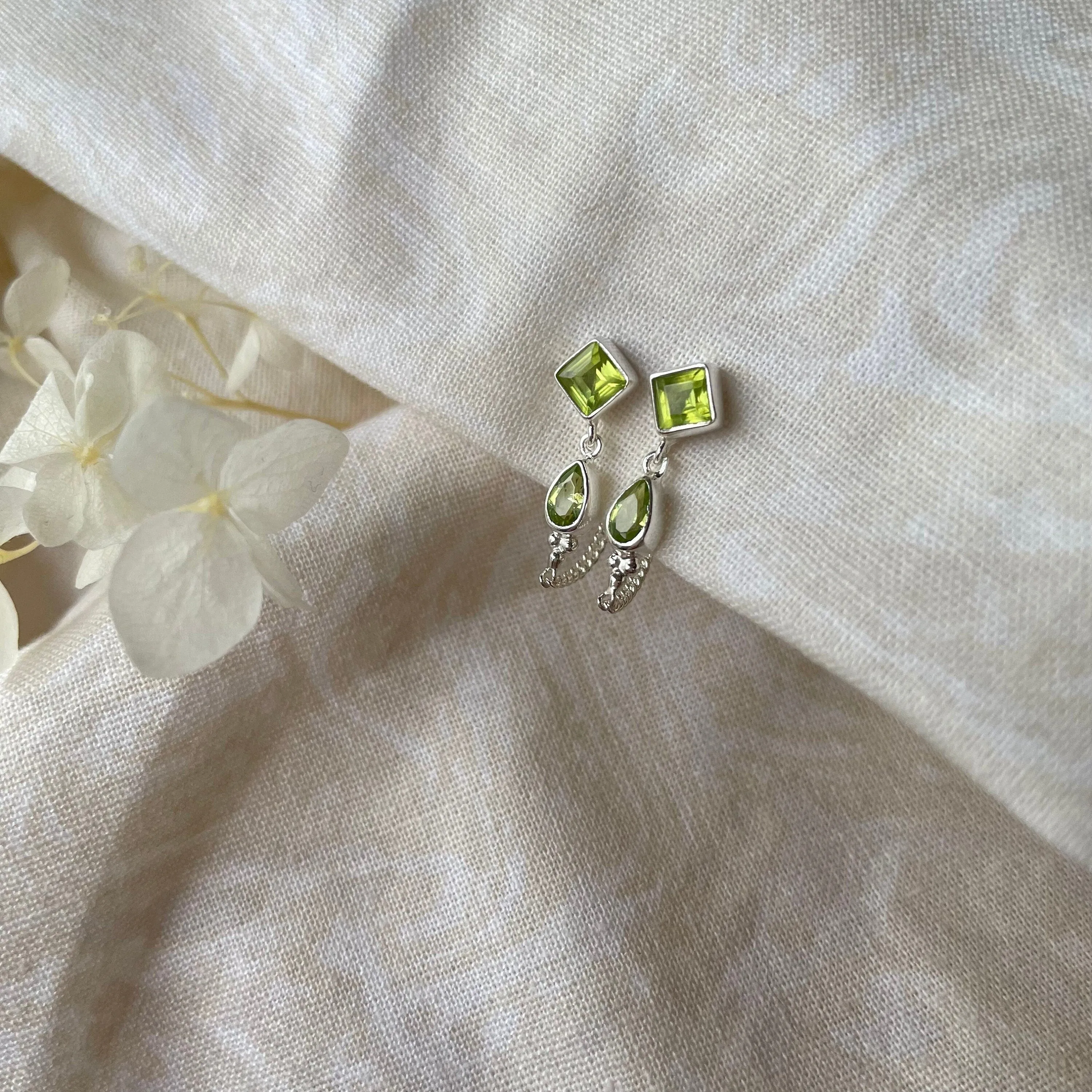 Kalani Sterling Silver Peridot Studs Earrings