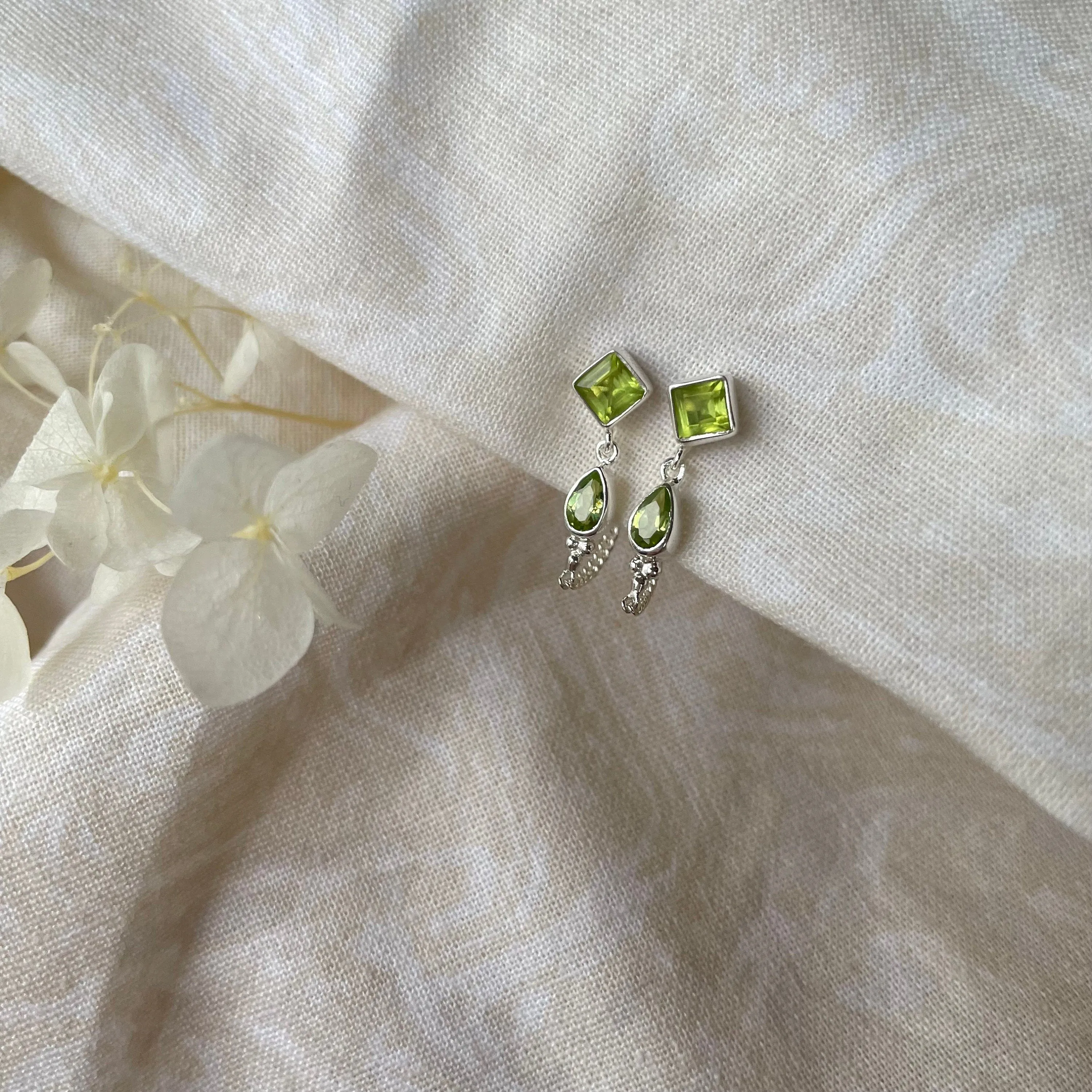 Kalani Sterling Silver Peridot Studs Earrings