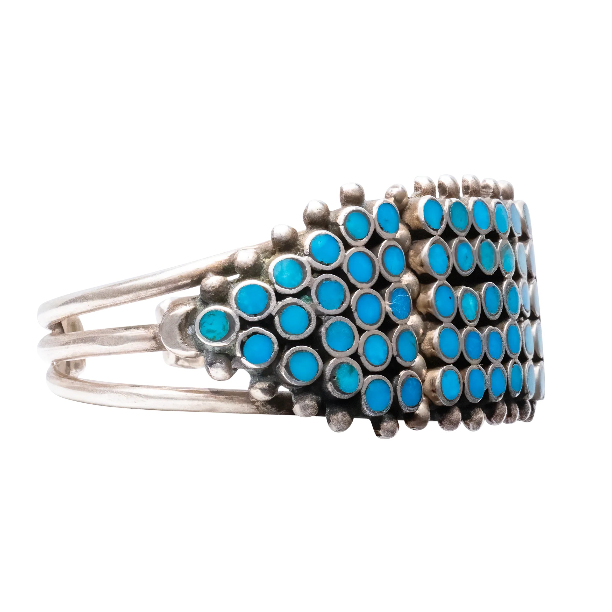 Kingman Turquoise Inlay Cluster Cuff | Vincent Shirley