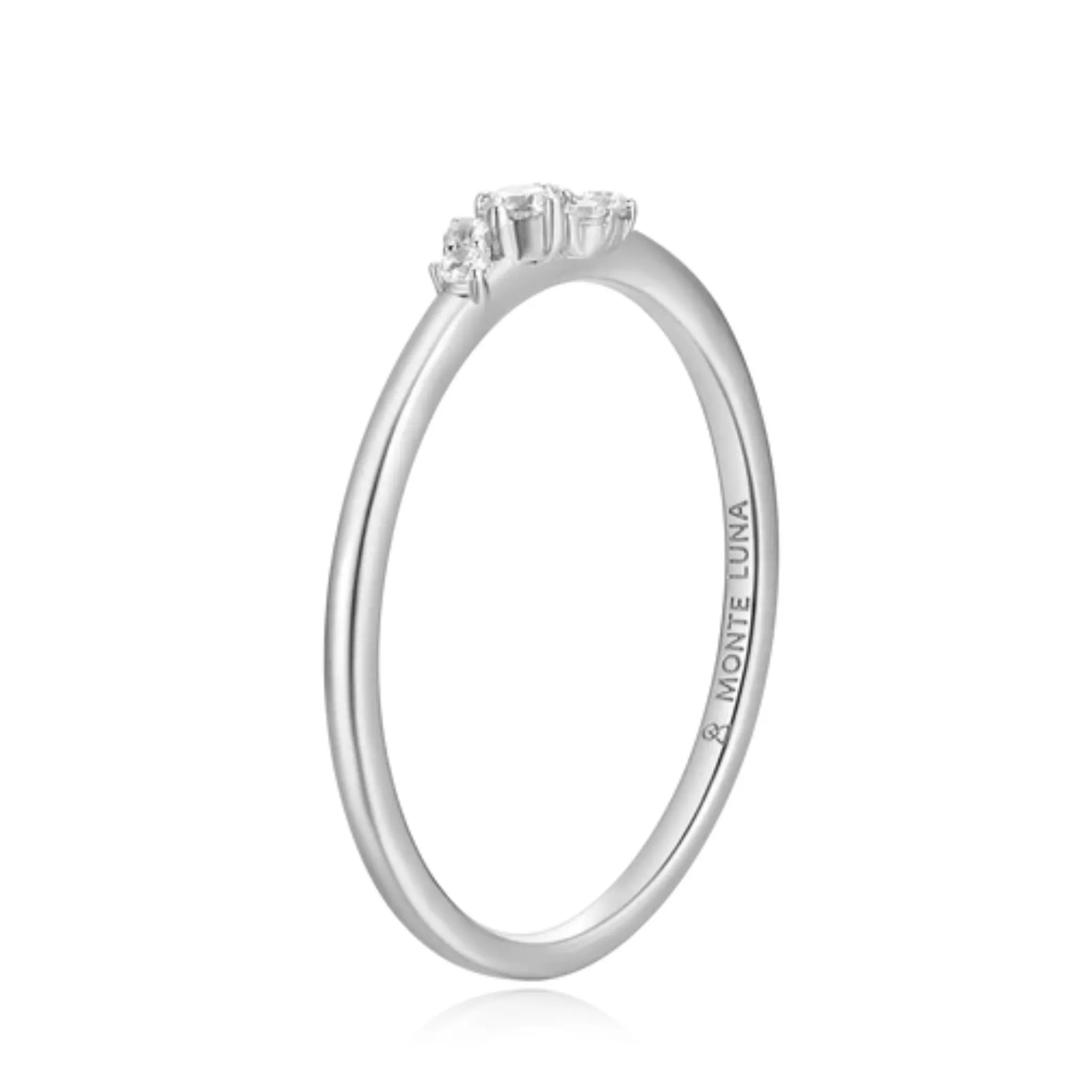 Lab Created Diamond Scatter Stackable Ring in Rhodium Plated Sterling Silver