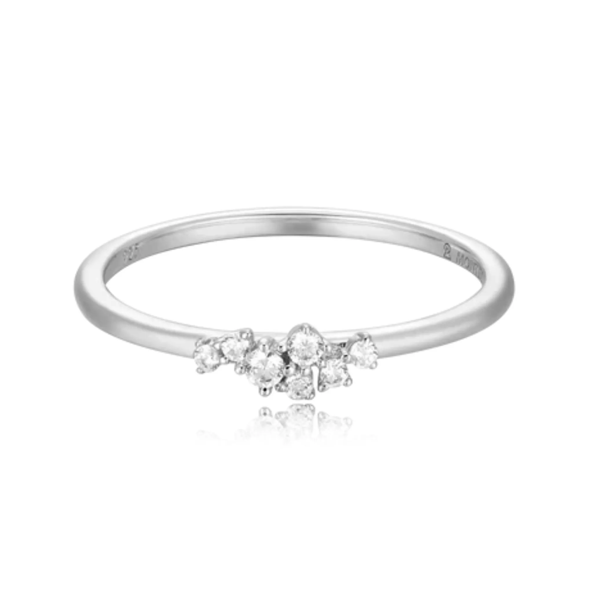 Lab Created Diamond Scatter Stackable Ring in Rhodium Plated Sterling Silver