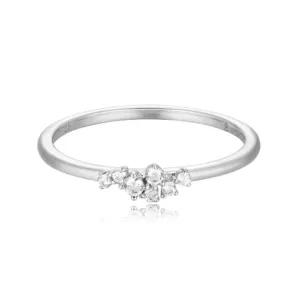 Lab Created Diamond Scatter Stackable Ring in Rhodium Plated Sterling Silver