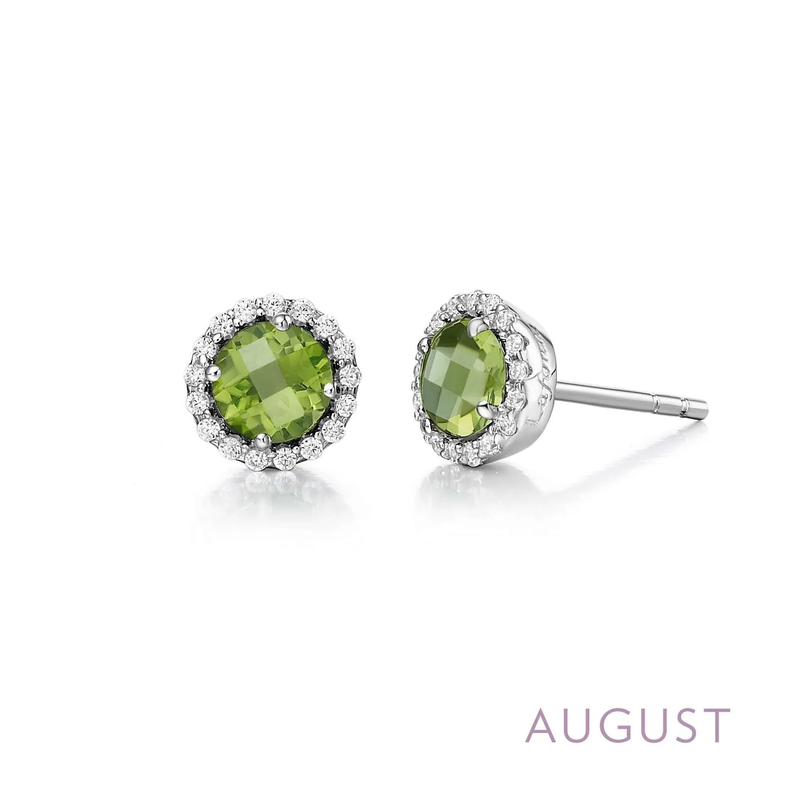 Lafonn Peridot August Birthstone Halo Stud Earrings