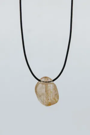 Leather Necklace - Rutilated Quartz