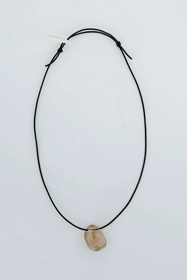 Leather Necklace - Rutilated Quartz