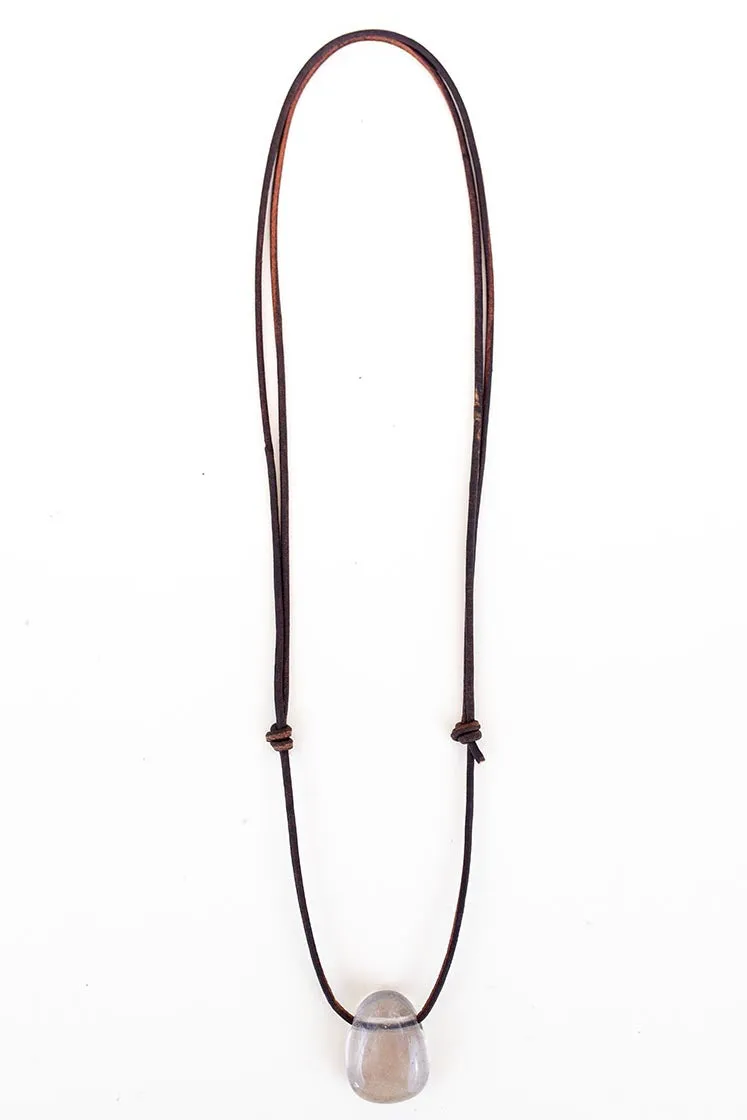 Leather Necklace - Smoky Quartz