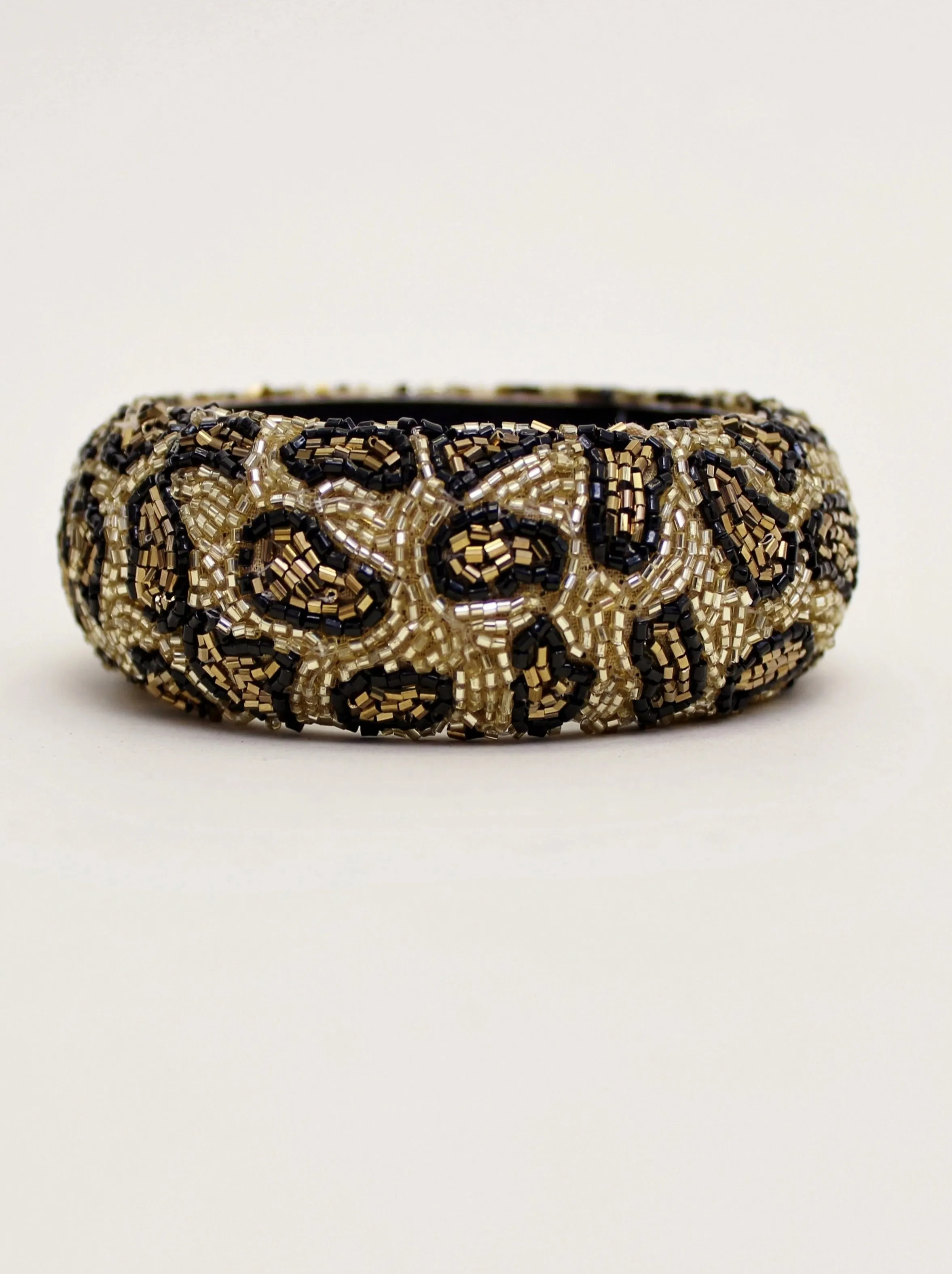 Leopard Beaded Metallic Print Bangle