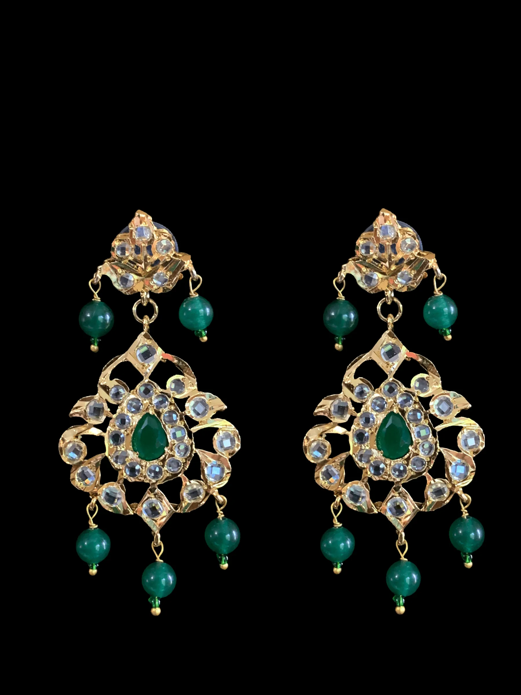 LN84 Kushi hyderabadi rani haar in green beads ( READY TO SHIP)