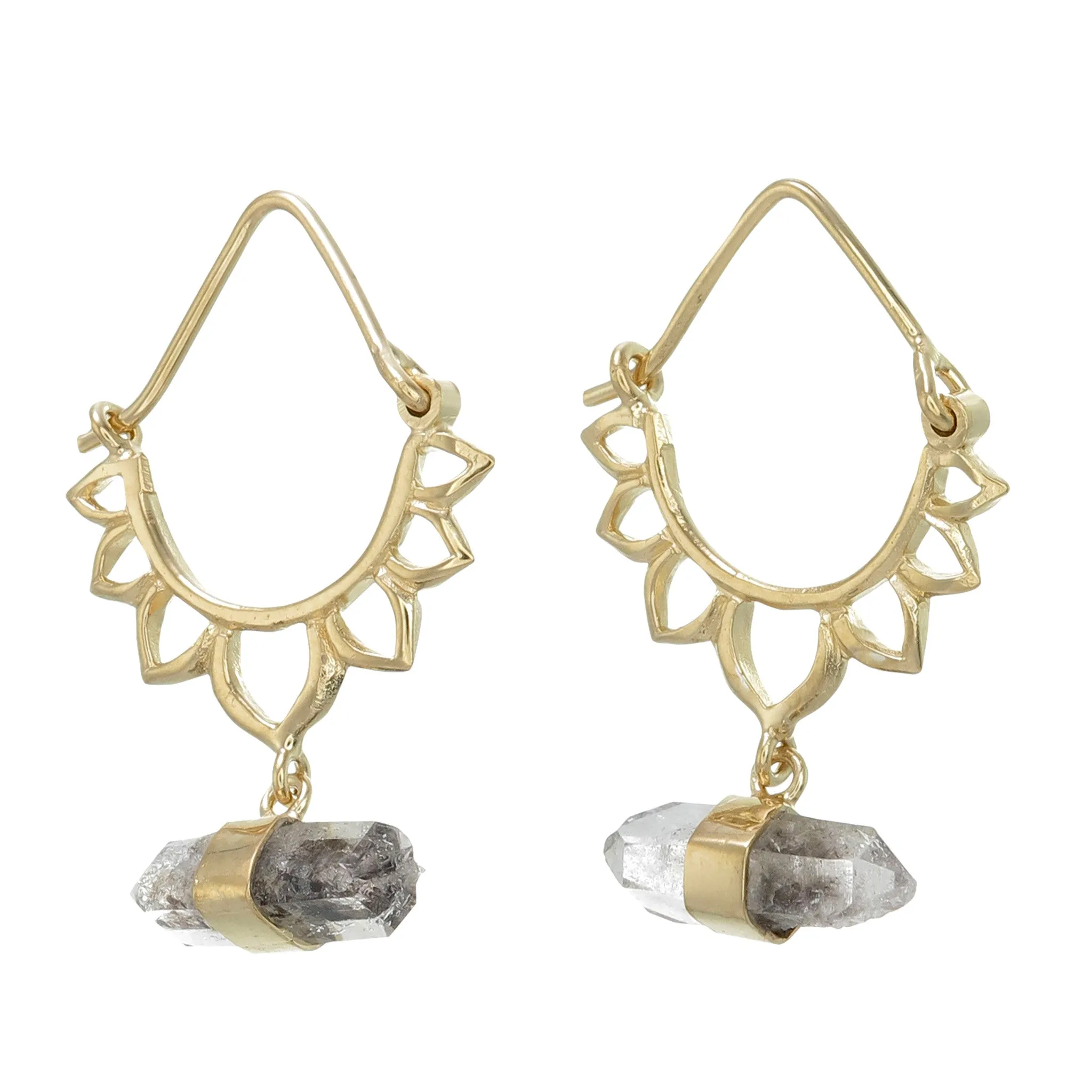 LOTUS CRYSTAL EARRINGS - GOLD