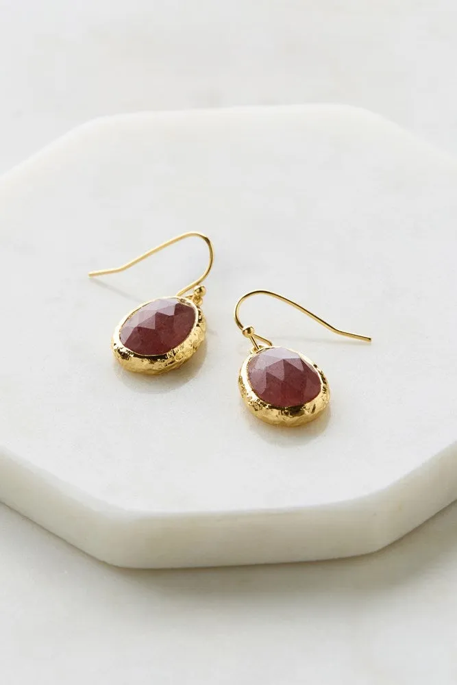 Lucy Earring - Strawberry Quartz